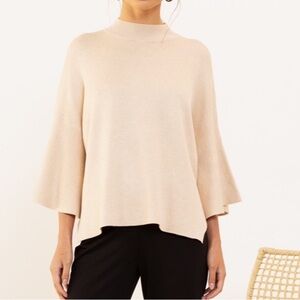 Modern Citizen Fernanda Bell Sleeve Sweater Beige Cream Mock Neck